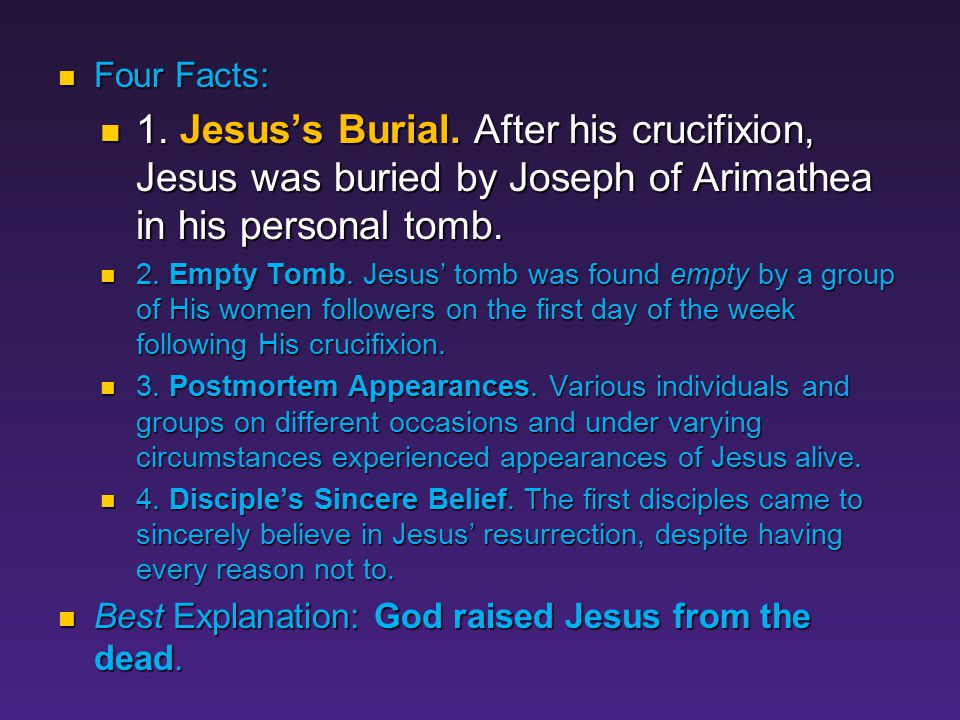Fact #1 Jesus’ Burial