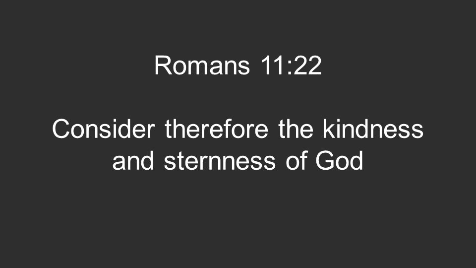 Romans 11:22 Consider therefore the kindness and sternness of God