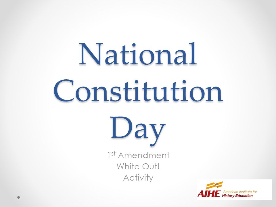 National Constitution Day 1 st Amendment White Out! Activity