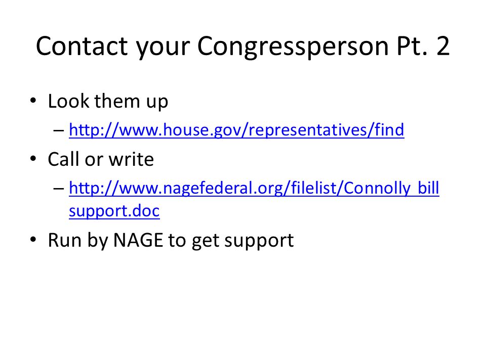 Contact your Congressperson Pt.