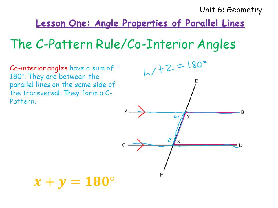 Unit 6 Geometry Lesson One Angle Properties Of Parallel