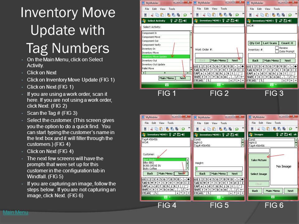 Inventory Move Update with Tag Numbers On the Main Menu, click on Select Activity.