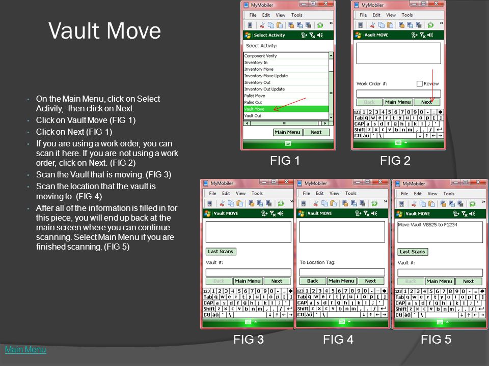 Vault Move On the Main Menu, click on Select Activity, then click on Next.