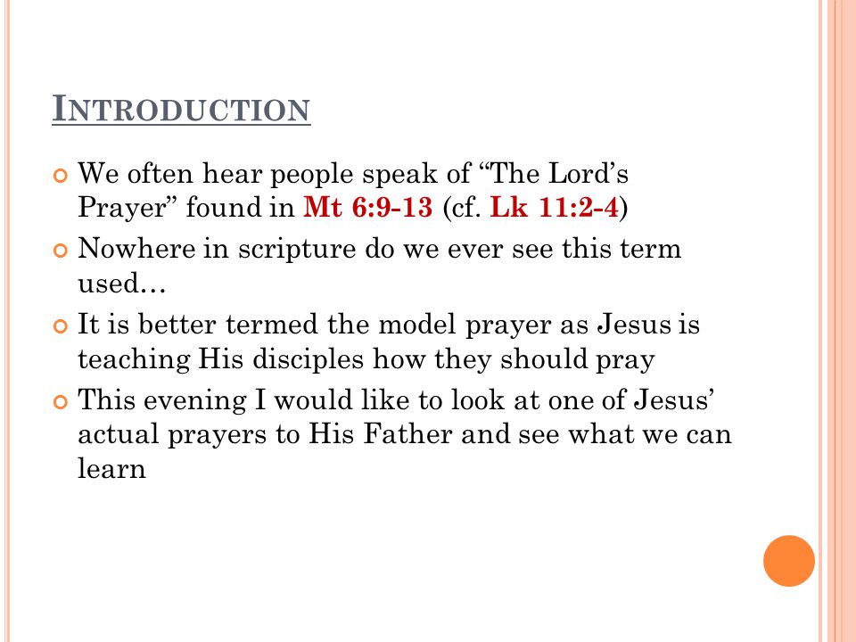 T Each Us To P Ray The Example Of Christ In Jn Ppt Download