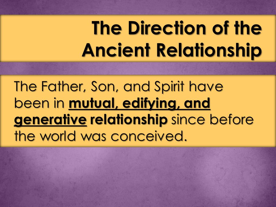 The Father, Son, and Spirit have been in mutual, edifying, and generative relationship since before the world was conceived.