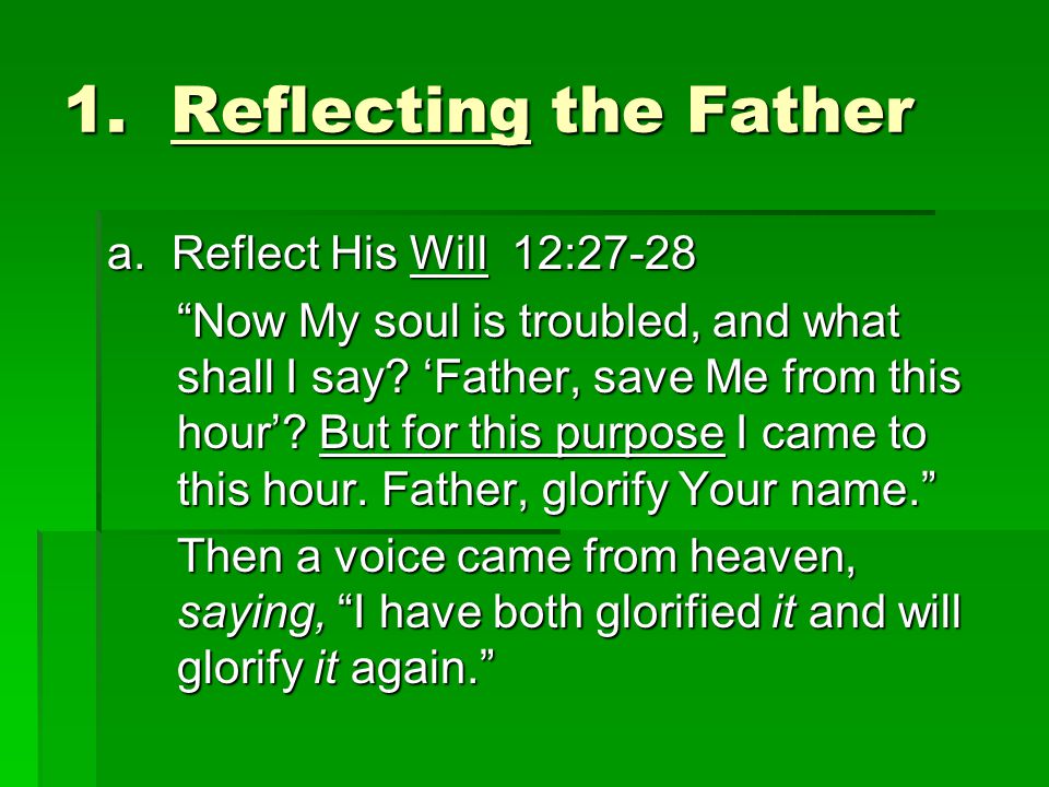 1. Reflecting the Father a.