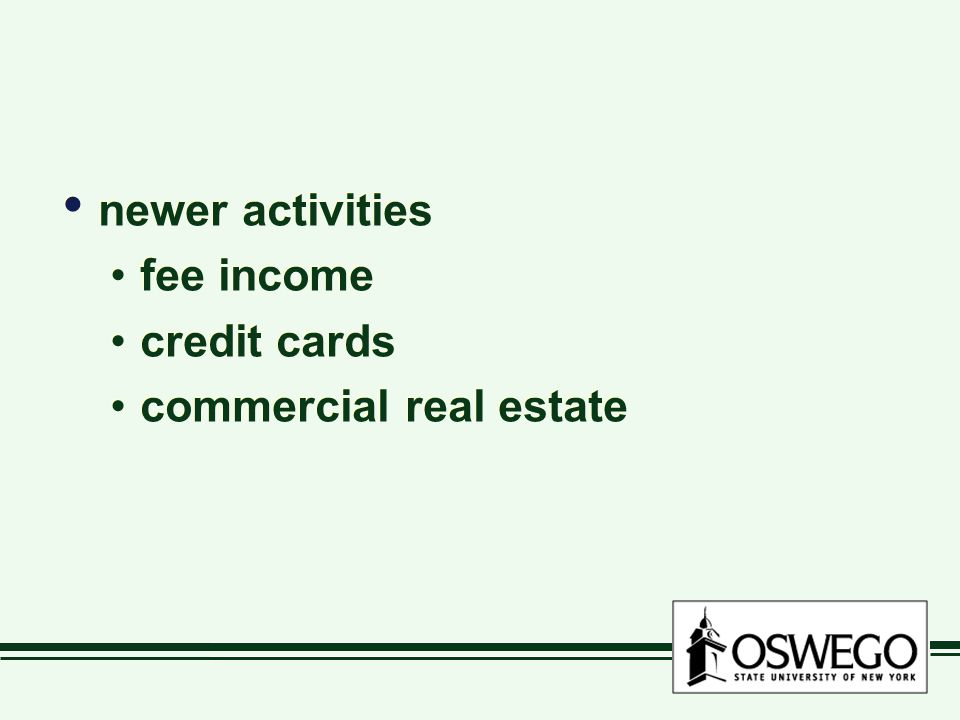 newer activities fee income credit cards commercial real estate newer activities fee income credit cards commercial real estate