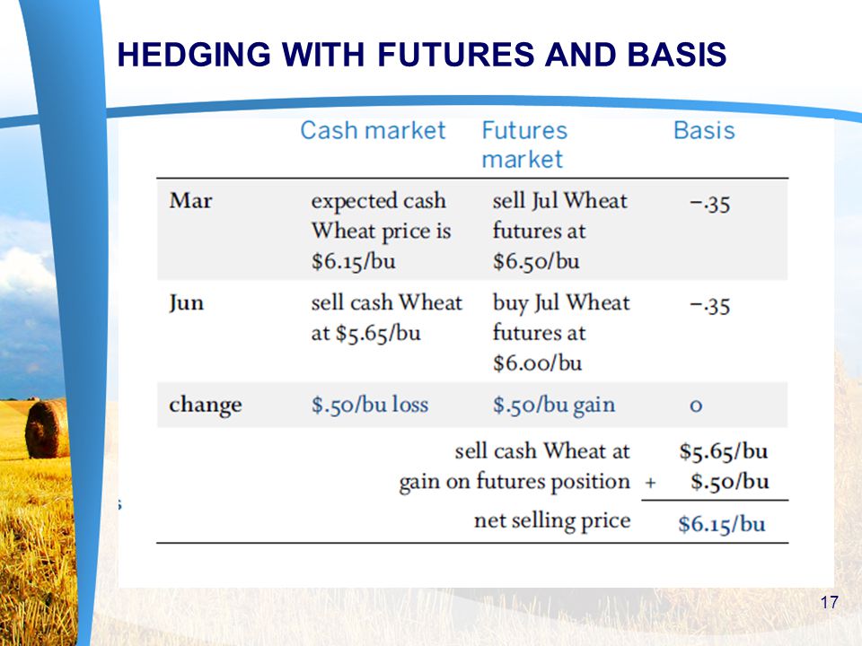 HEDGING WITH FUTURES AND BASIS 17