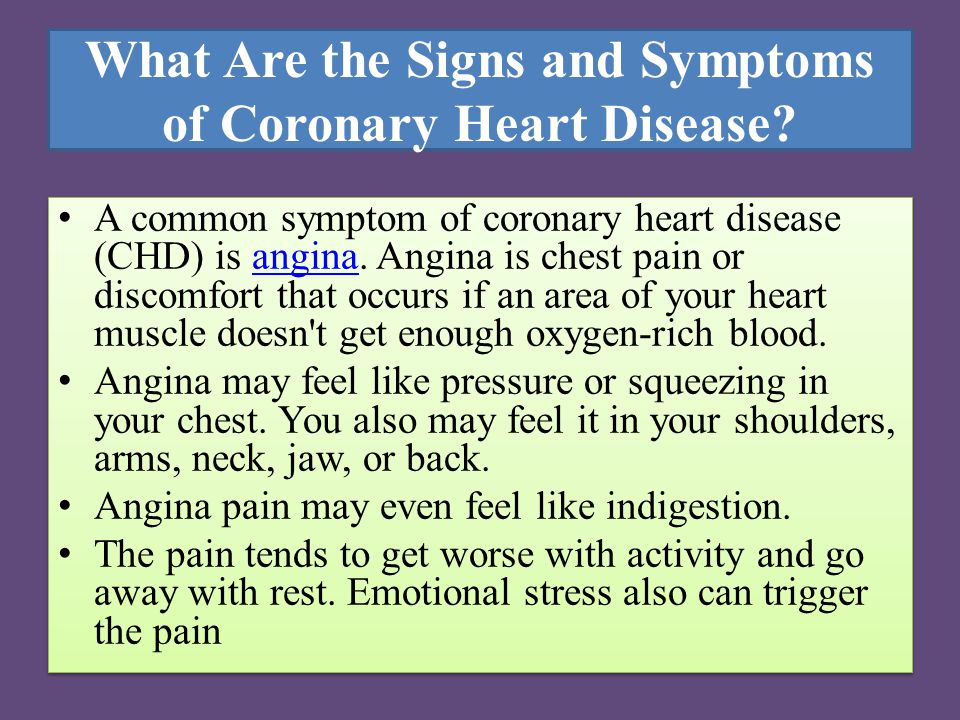 What Are the Signs and Symptoms of Coronary Heart Disease.
