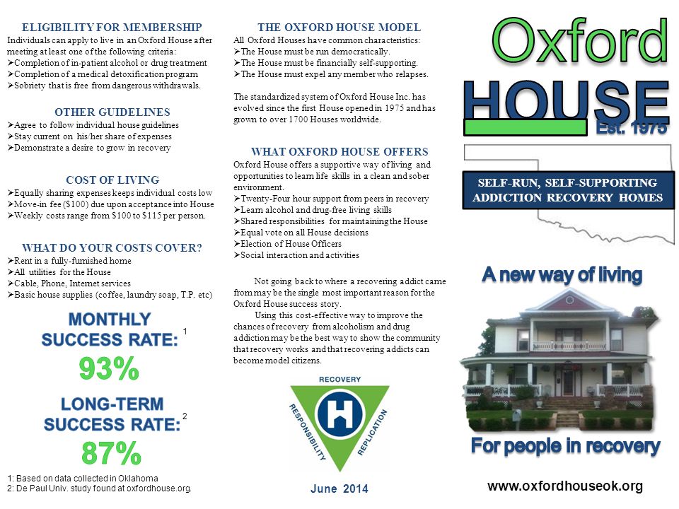 SELF-RUN, SELF-SUPPORTING ADDICTION RECOVERY HOMES June 2014 THE OXFORD HOUSE MODEL All Oxford Houses have common characteristics:  The House must be run democratically.
