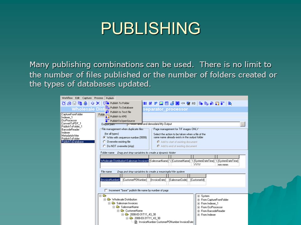 PUBLISHING Many publishing combinations can be used.