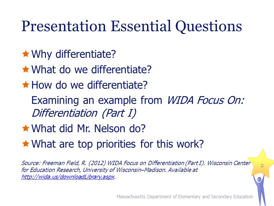 Presentation Essential Questions  Why differentiate.