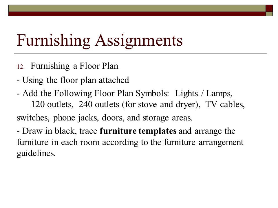 Furnishing Assignments 12.