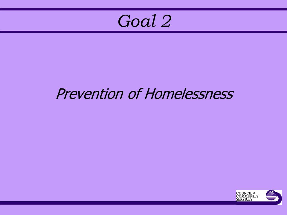 Goal 2 Prevention of Homelessness