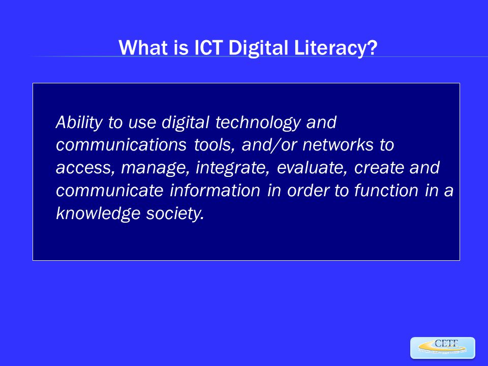 What is ICT Digital Literacy.