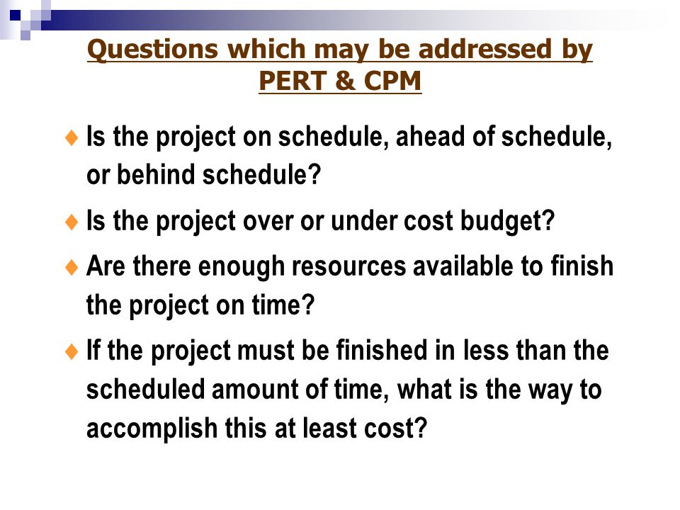  Is the project on schedule, ahead of schedule, or behind schedule.