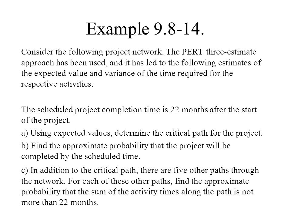 Example Consider the following project network.