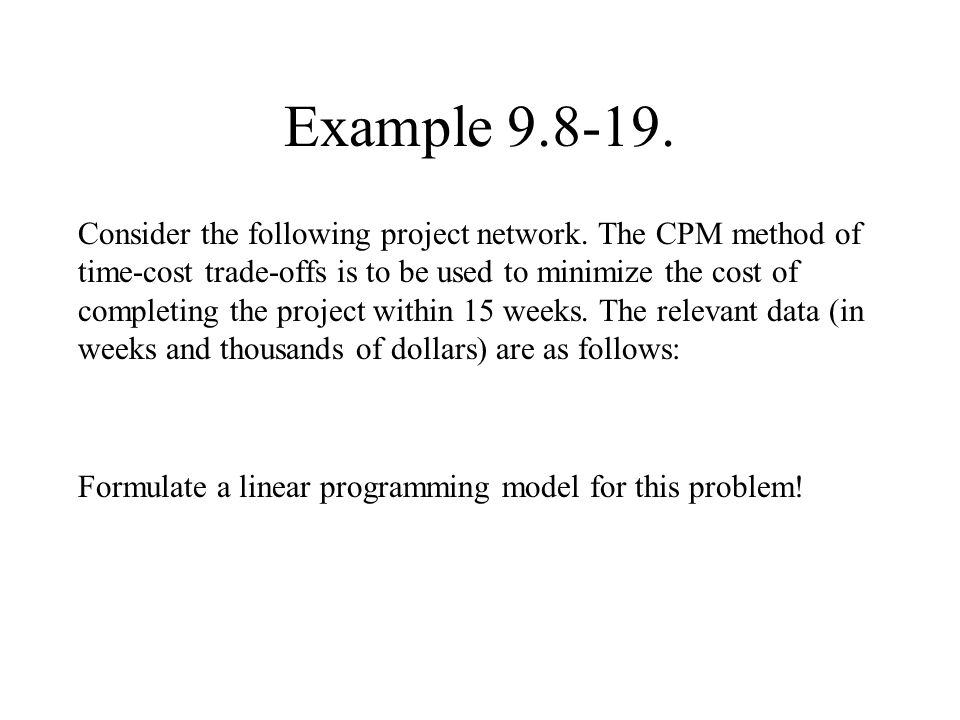Example Consider the following project network.