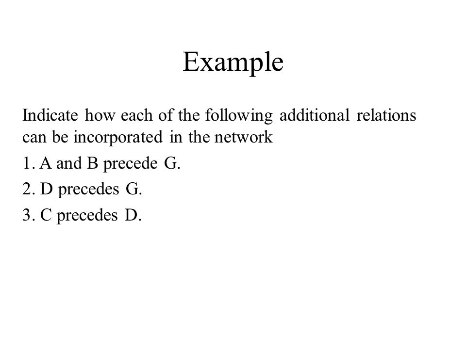 Example Indicate how each of the following additional relations can be incorporated in the network 1.
