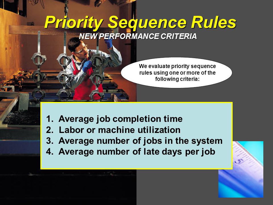 Priority Sequence Rules NEW PERFORMANCE CRITERIA 1.