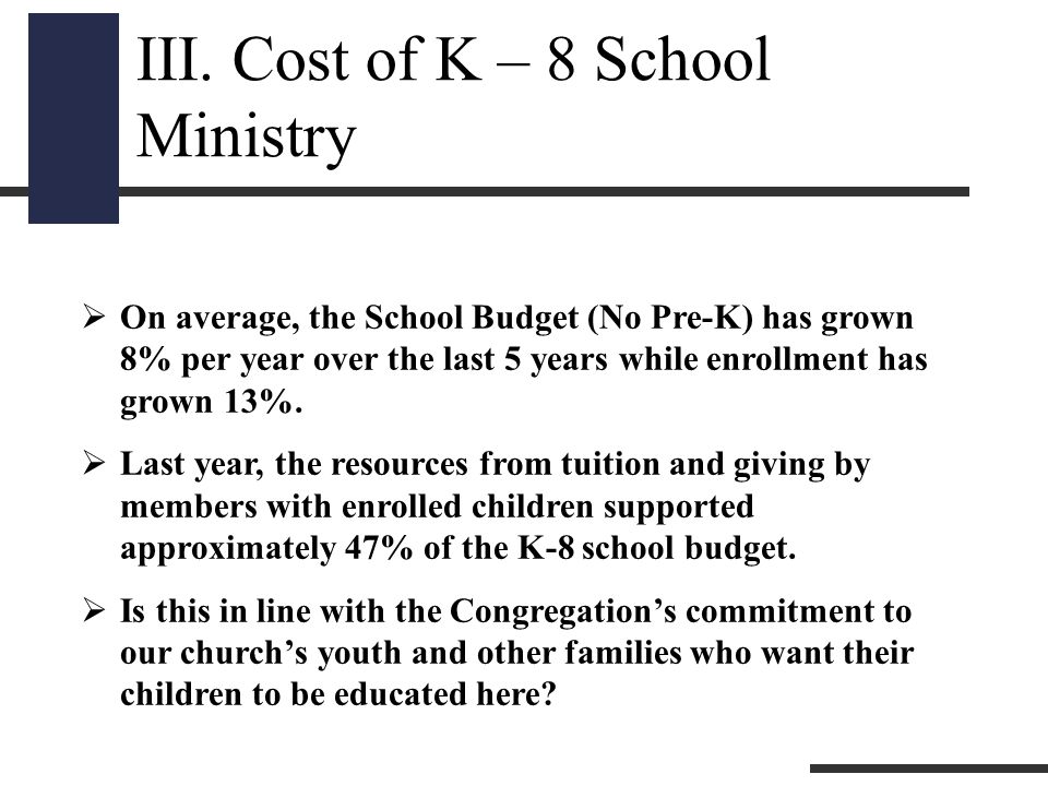  On average, the School Budget (No Pre-K) has grown 8% per year over the last 5 years while enrollment has grown 13%.