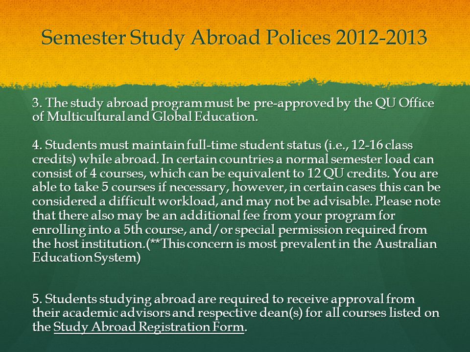 Semester Study Abroad Polices