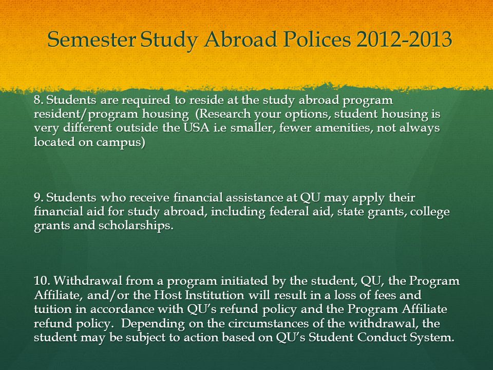 Semester Study Abroad Polices