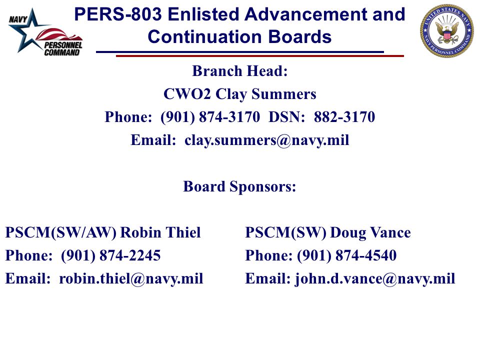enlisted selection boards branch head cwo2 clay summers phone