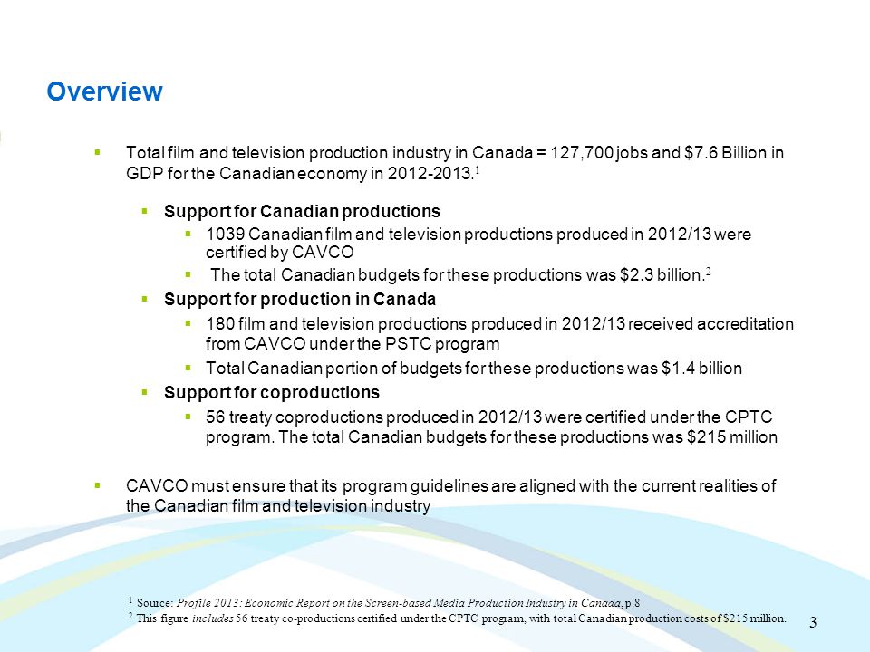 Federal Tax Credit Programs for the Film and Television Production Industry Canadian  Audio-Visual Certification Office (CAVCO) BC Film, Television and. - ppt  download