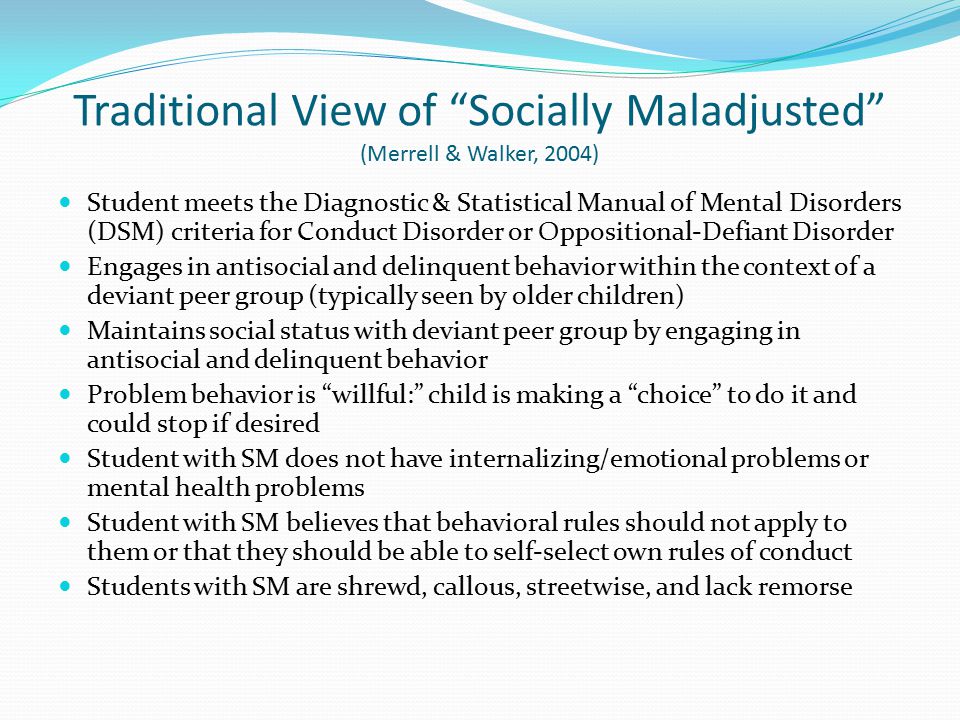 Socially Maladjusted Vs Emotional Disturbance Chart