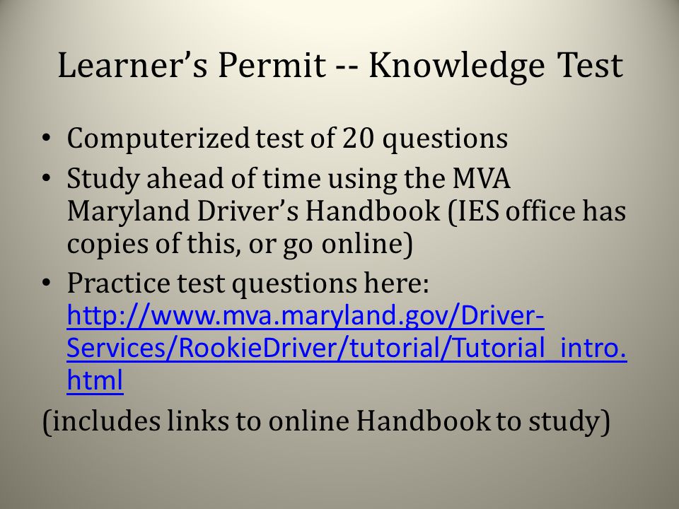 Maryland Learners Permit Book