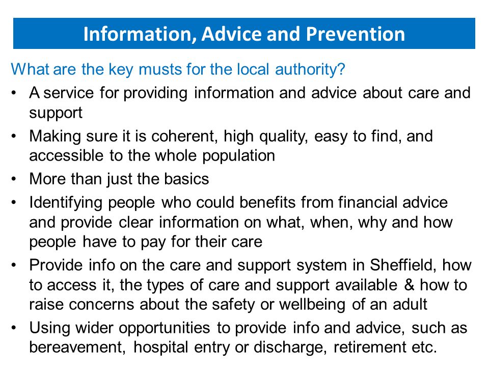 What are the key musts for the local authority.