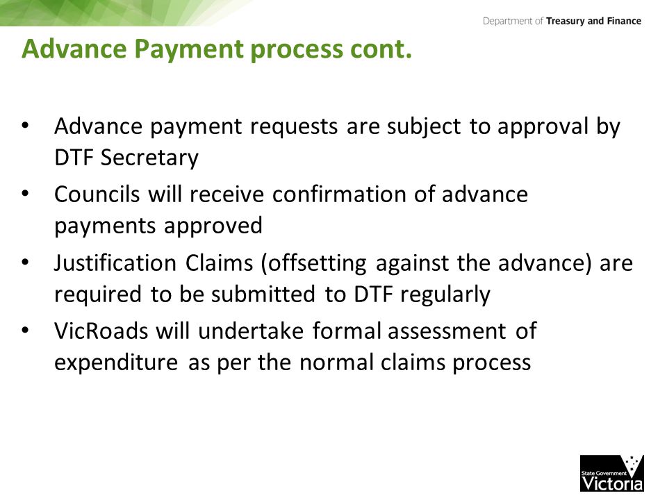 Advance Payment process cont.