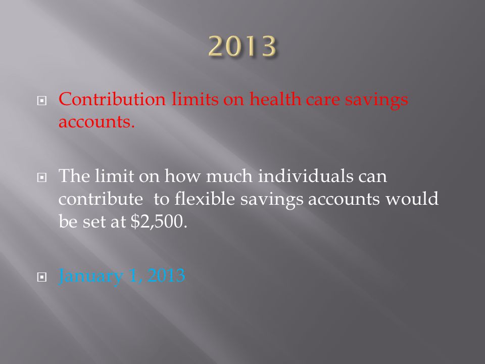 Contribution limits on health care savings accounts.