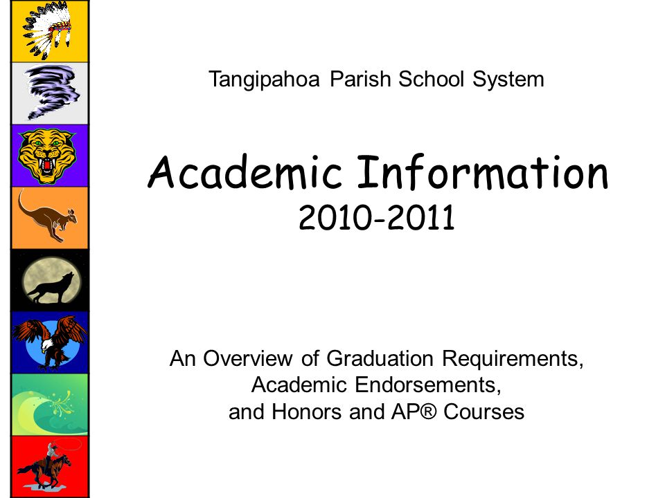 Tangipahoa Parish School System Academic Information An Overview of Graduation Requirements, Academic Endorsements, and Honors and AP® Courses