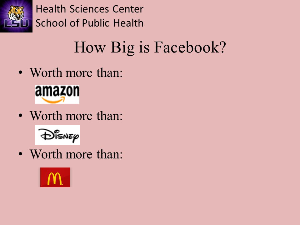 Health Sciences Center School of Public Health How Big is Facebook Worth more than: