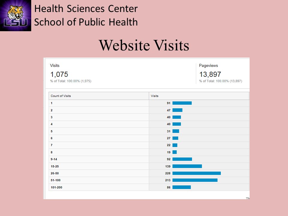 Health Sciences Center School of Public Health Website Visits