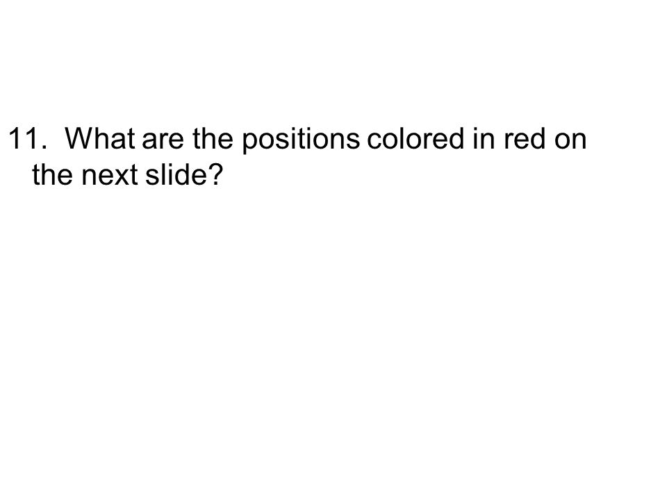 11. What are the positions colored in red on the next slide