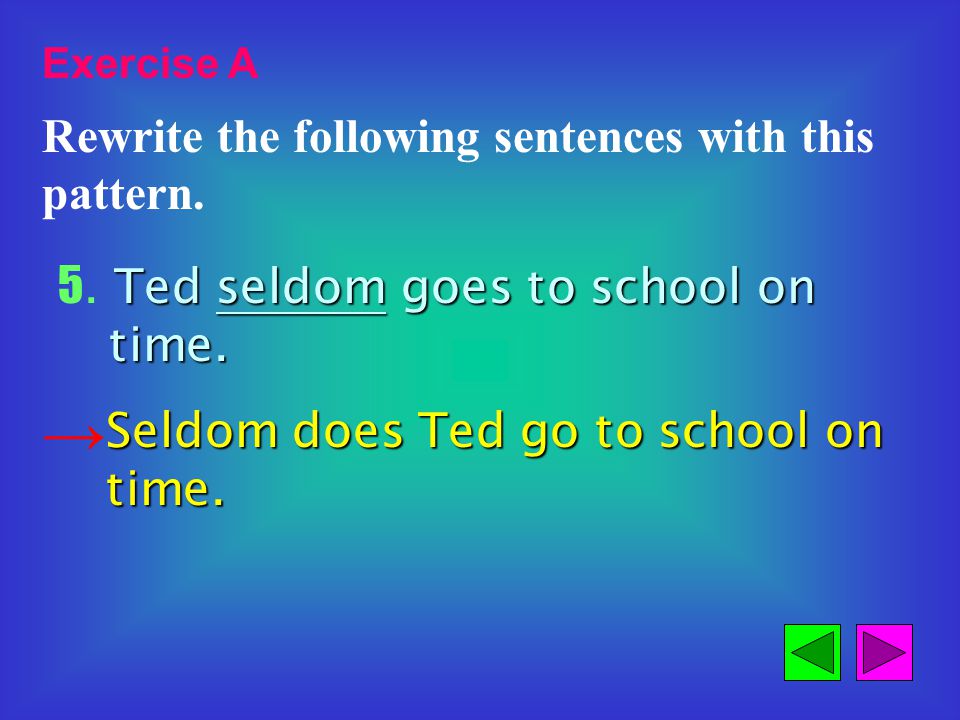 Exercise A Rewrite the following sentences with this pattern.