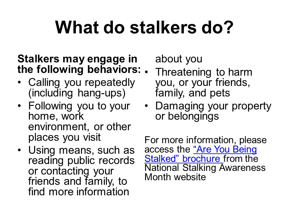 What do stalkers do.