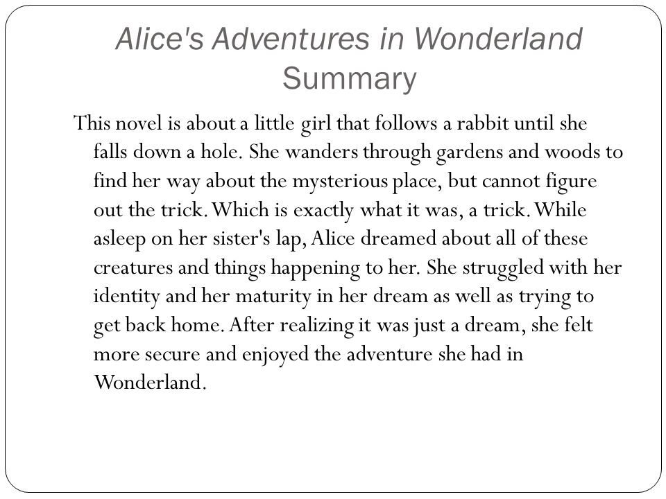 alice in wonderland analysis