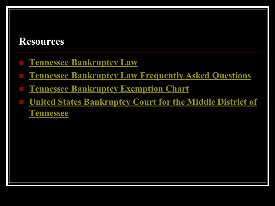 Federal Bankruptcy Exemptions Chart