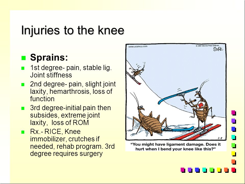 Injuries to the knee n n Bursitis: Bursae of the knee: pg.