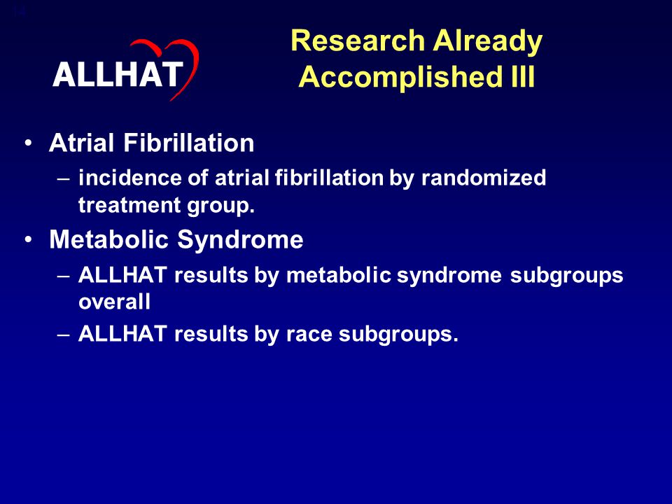 14 Atrial Fibrillation –incidence of atrial fibrillation by randomized treatment group.