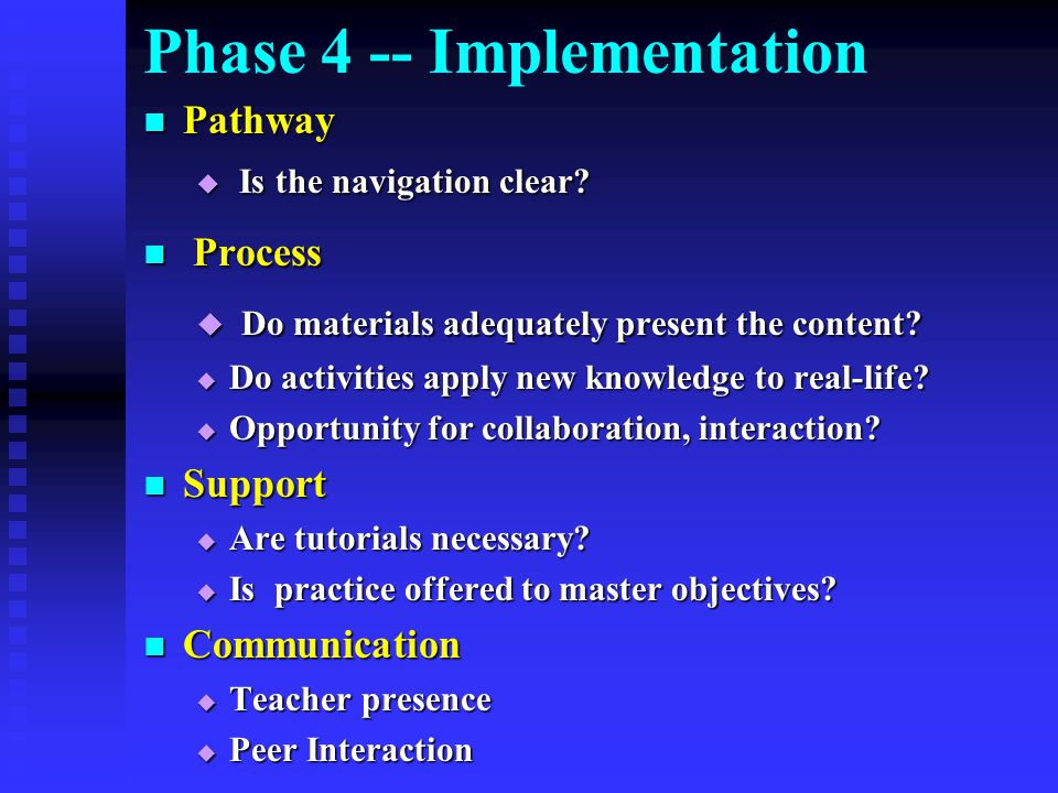 Phase 4 -- Implementation Pathway Pathway  Is the navigation clear.