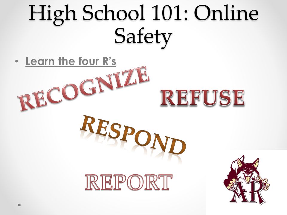 High School 101: Online Safety Learn the four R’s