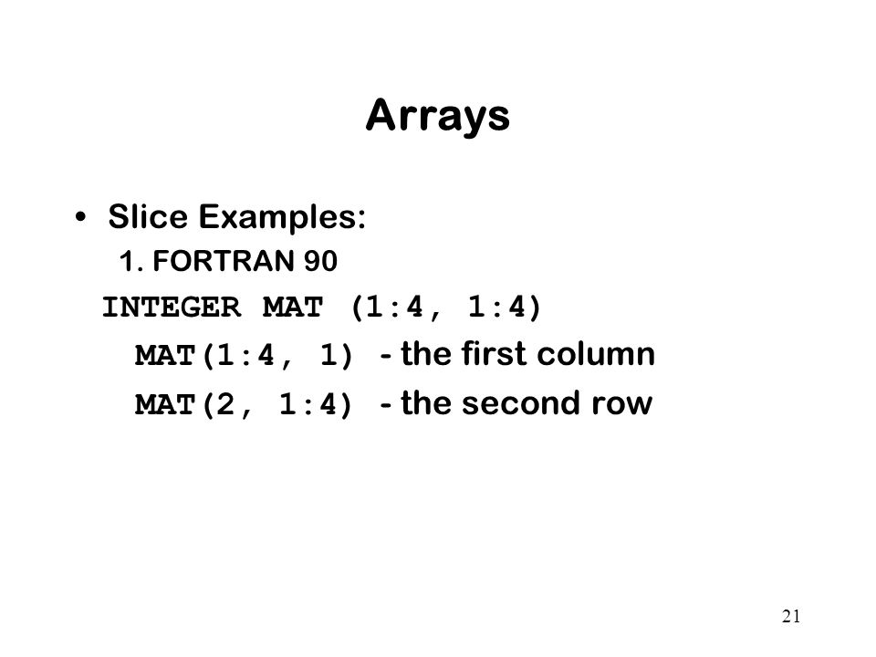 21 Arrays Slice Examples: 1.