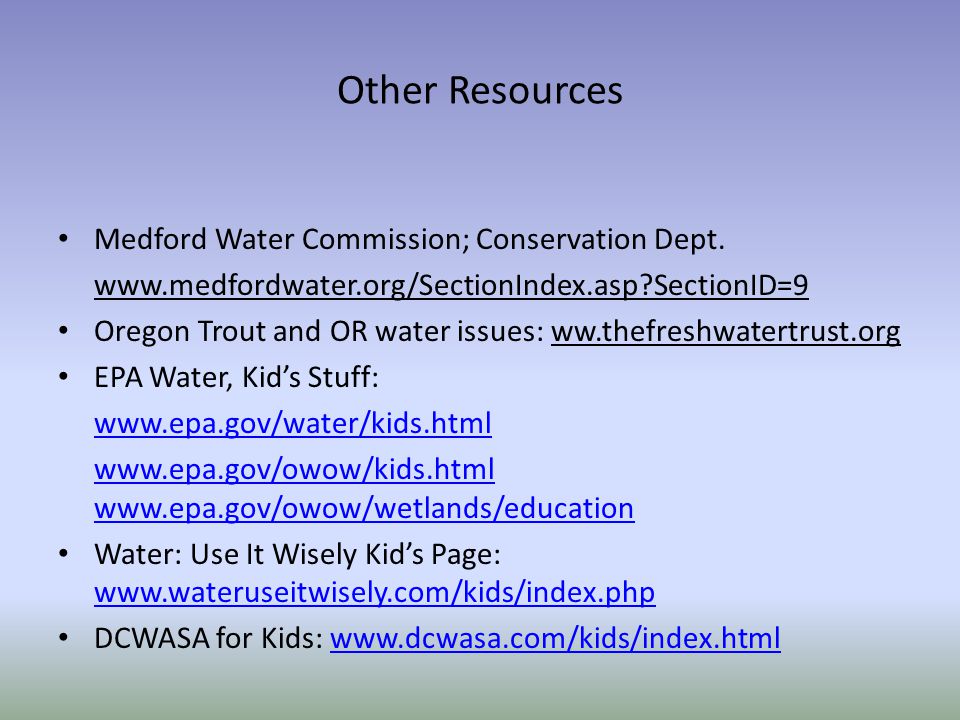 Other Resources Medford Water Commission; Conservation Dept.