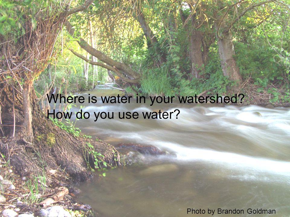 Where is water in your watershed How do you use water Photo by Brandon Goldman