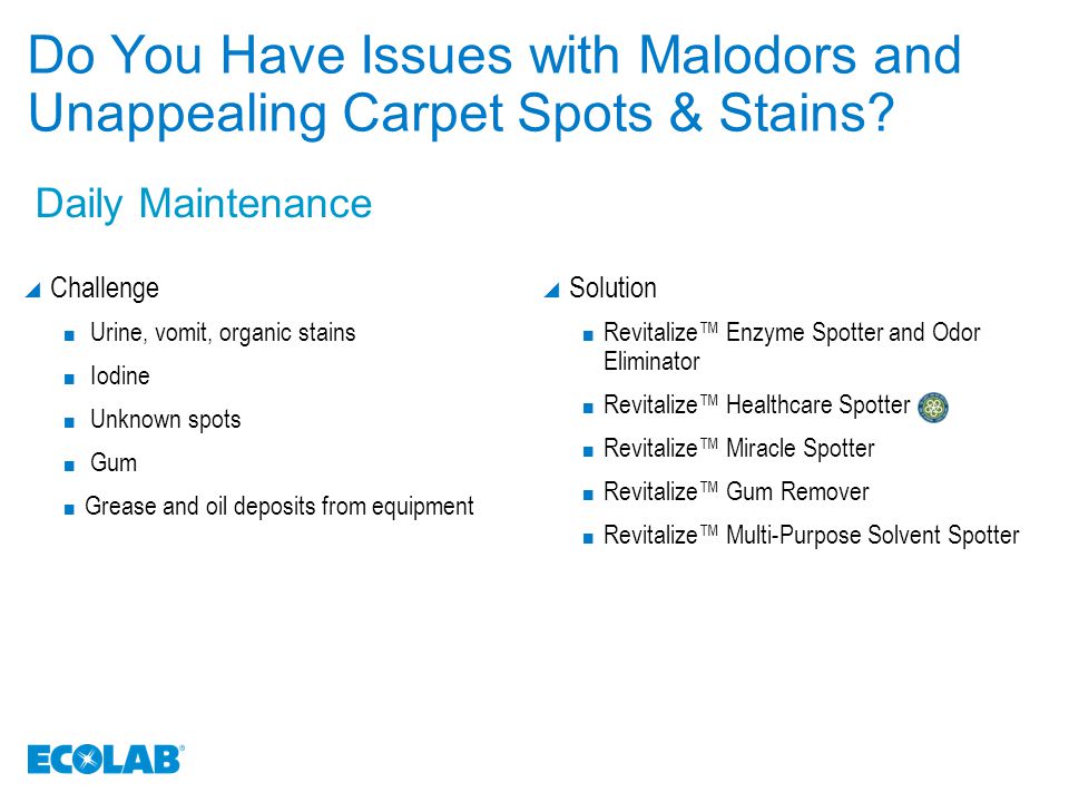 Do You Have Issues with Malodors and Unappealing Carpet Spots & Stains.
